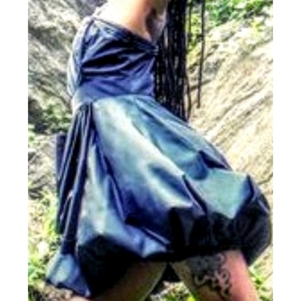 ⭐Dark Navy Blue Cotton Poplin Poof Bottom Dress